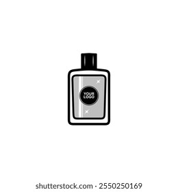 Ilustración vectorial de maqueta de botella de perfume de caja Pequeña
