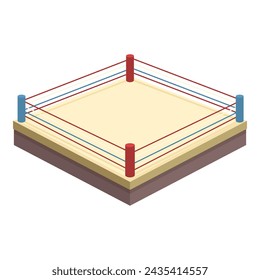 Pequeño anillo de boxeo icono vector de dibujos animados. Campeón gong. Partido de la mano del club mma