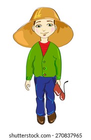 Small boy with hat and sunglasses