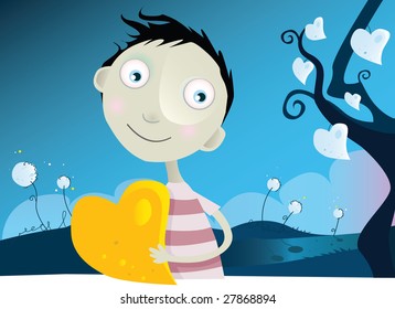 Small boy with heart.