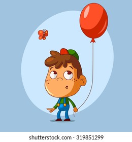 A Small Boy Holding Red Balloon