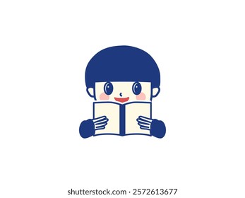 A small boy is reading a book.