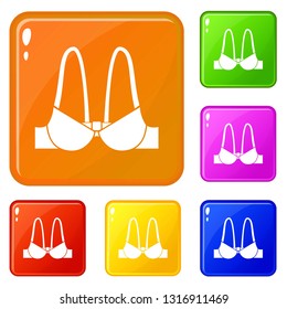 Small bra icons set collection vector 6 color isolated on white background
