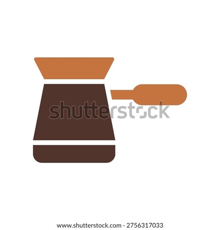 A small brew pot with a handle represents coffee preparation. This graphic suits barista guides, cafe menus, brewing tutorials, and kitchen branding