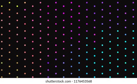 Small bright circles on a dark background. Vivid gradient. Neon colors. Abstract geometric background. Vector illustration. Geometric shapes Wallpaper for print, advertising, social media 