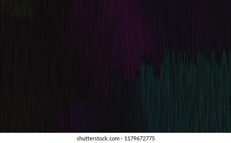 Small bright circles on a dark background. Vivid gradient. Neon colors. Abstract geometric background. Vector illustration. Geometric shapes Wallpaper for print, advertising, social media 