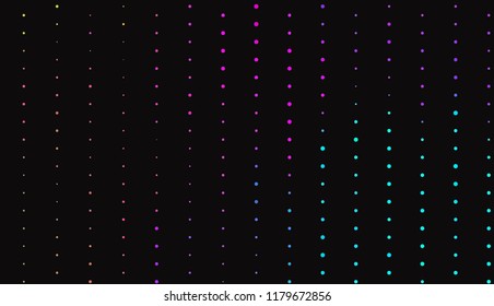 Small bright circles on a dark background. Vivid gradient. Neon colors. Abstract geometric background. Vector illustration. Geometric shapes Wallpaper for print, advertising, social media 
