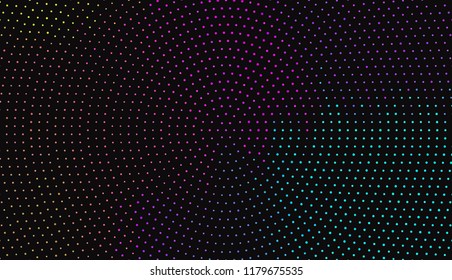 Small bright circles on a dark background. Vivid gradient. Neon colors. Abstract geometric background. Vector illustration. Geometric shapes Wallpaper for print, advertising, social media 