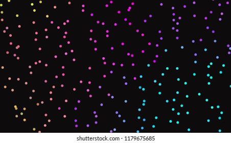 Small bright circles on a dark background. Vivid gradient. Neon colors. Abstract geometric background. Vector illustration. Geometric shapes Wallpaper for print, advertising, social media 