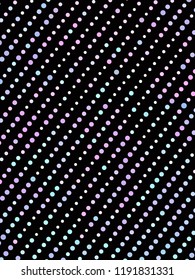 Small bright circles on a dark background. Vivid gradient. Neon colors. Abstract geometric background. Vector illustration. Geometric shapes Wallpaper for print, advertising, social media 
