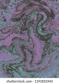Small bright circles on a dark background. Vivid gradient. Neon colors. Abstract geometric background. Vector illustration. Geometric shapes Wallpaper for print, advertising, social media 