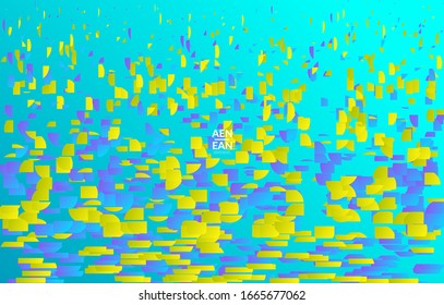 Small bright particles moving on gradient. Nature inspired design. Abstract under water marine life background. Vector illustration of abstract creatures swimming in deep ocean water.