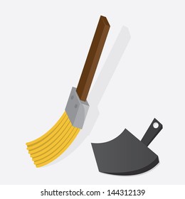 Small broom sweeping with dustpan 