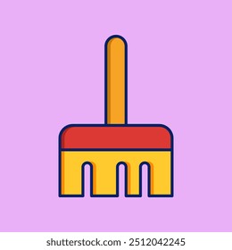 small broom vector icon for trash cleaner, flat design application symbol