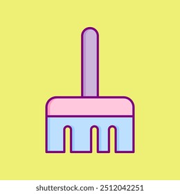 small broom vector icon for trash cleaner, flat design application symbol