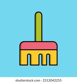 small broom vector icon for trash cleaner, flat design application symbol