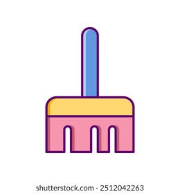small broom vector icon for trash cleaner, flat design application symbol