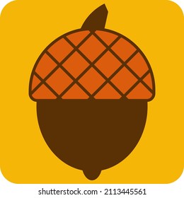 Pequeña bellota marrón, ilustración, vector sobre un fondo blanco.