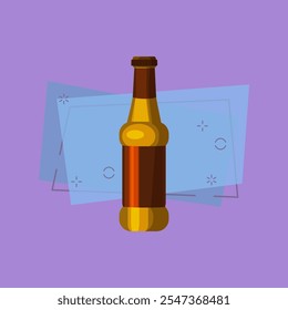 Pequeña ilustración de botella marrón. Cerveza, bebida, alcohol. Concepto de bebida. La Ilustración vectorial se puede utilizar para temas como bebida, bar, supermercado