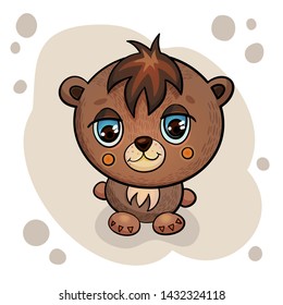 Small brown cute Teddy bear vector card