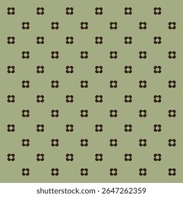 Small brown flower pattern on a khaki green background