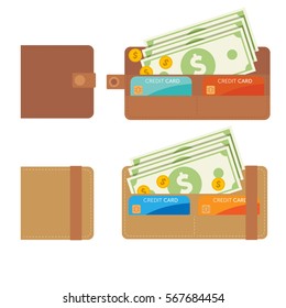Small Brown Leather Wallet loaded with bank notes