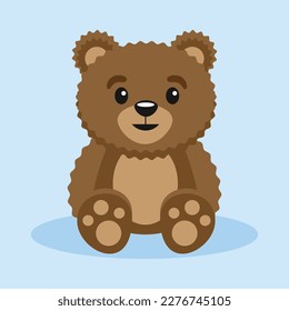 Small brown Teddy bear cartoon character, isolated object, children's white background