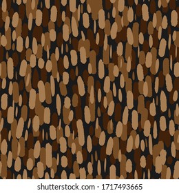Small brush strokes simple geometric elements. Trendy flat illustration with little colorful painted elongated oval abstract shapes, Abstractive seamless pattern in minimalist style. Fashion design.