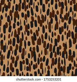 Small brush strokes simple geometric elements. Trendy flat illustration with little colorful painted elongated oval shapes, Abstract seamless pattern in minimalist style. Fashion design.