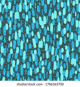 El pincel pequeño traza elementos geométricos simples. Ilustración plana de moda con pequeñas formas ovales alargadas pintadas de color, Resumen de un patrón sin fisuras en estilo minimalista con textura de líneas discontinuas.