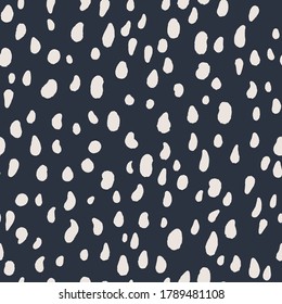 Small brush strokes simple geometric elements. Trendy flat illustration with little colorful painted round and oval shapes, Abstract seamless pattern in minimalist style. Fashion design.