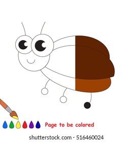Small bug to be colored, the coloring book to educate preschool kids with easy kid educational gaming and primary education of simple game level.