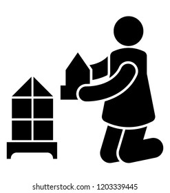 Small building with female student, building project 