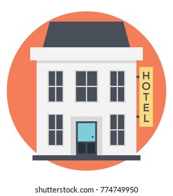 
A small building hotel icon in flat vector design
