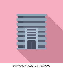 Small building icon flat vector. City area street office. Residential town