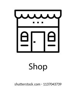 A small building structure with shades and windows representing shop 