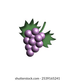 pequeno cacho de uvas com duas folhas