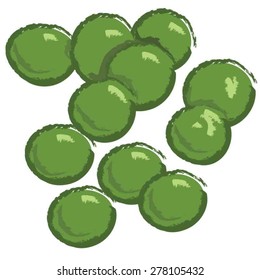 A small bunch of shiny peas.