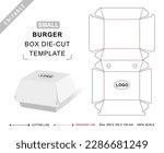Small burger box die cut template