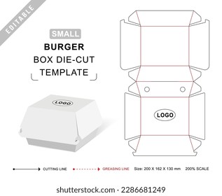 Small burger box die cut template