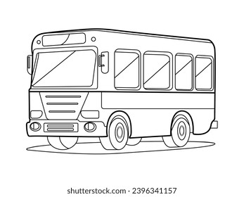 small bus transportation illustration, vector, drawing and coloring