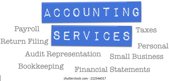 Small business accountant tax preparation bookkeeping services on plastic labels
