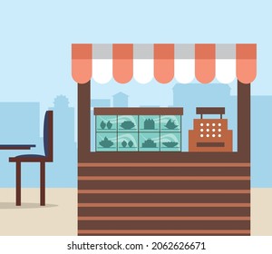 small business bakery, table and chair
