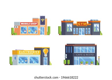 Small business building illustration with flat design concept