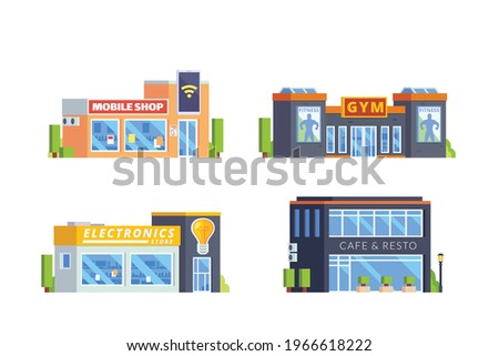 Small business building illustration with flat design concept