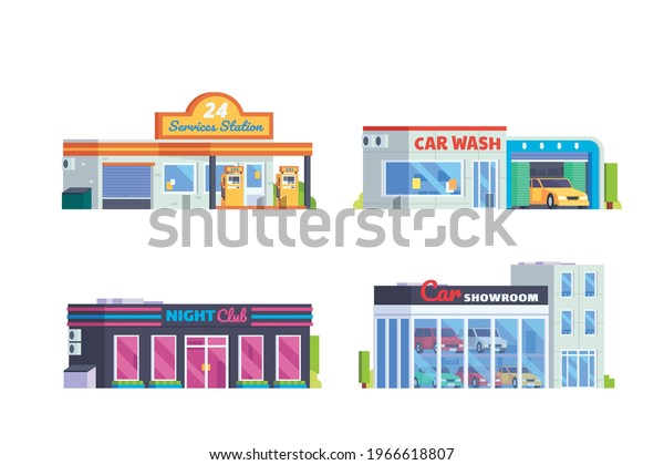 Small business building illustration with flat\
design concept