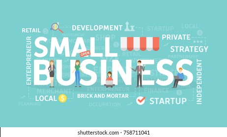 Small business concept illustration. Idea of development, money and success.