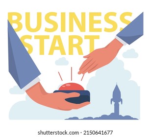 Concepto de desarrollo de pequeñas empresas. Empresarios e inversionistas que apoyan nuevas empresas. Iniciar el proyecto con éxito. Las empresas ganan más. Ilustración vectorial plana