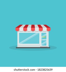Pequeña empresa. Comercio electrónico . Icono de diseño plano de tienda. 