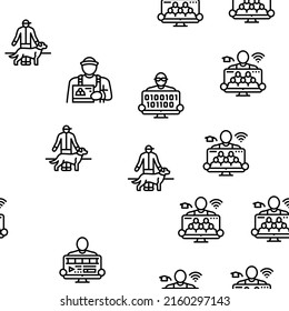 Small Business Entrepreneur Job Vector Seamless Pattern Thin Line Illustration